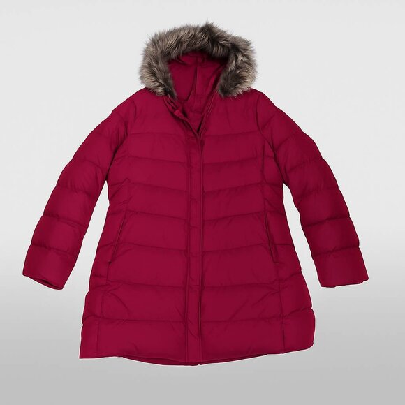 Lands' End Women's Red Down-Style Long Winter Coat Size L - Picture 1 of 14
